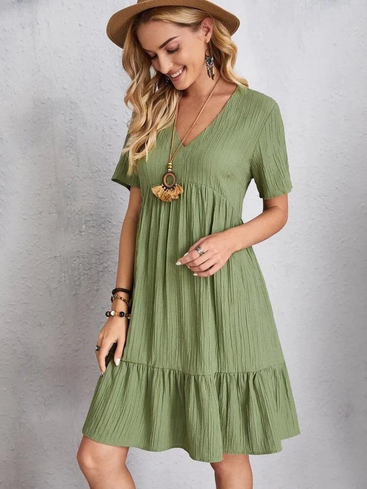 Vestido em Crepe Gola V Andorra