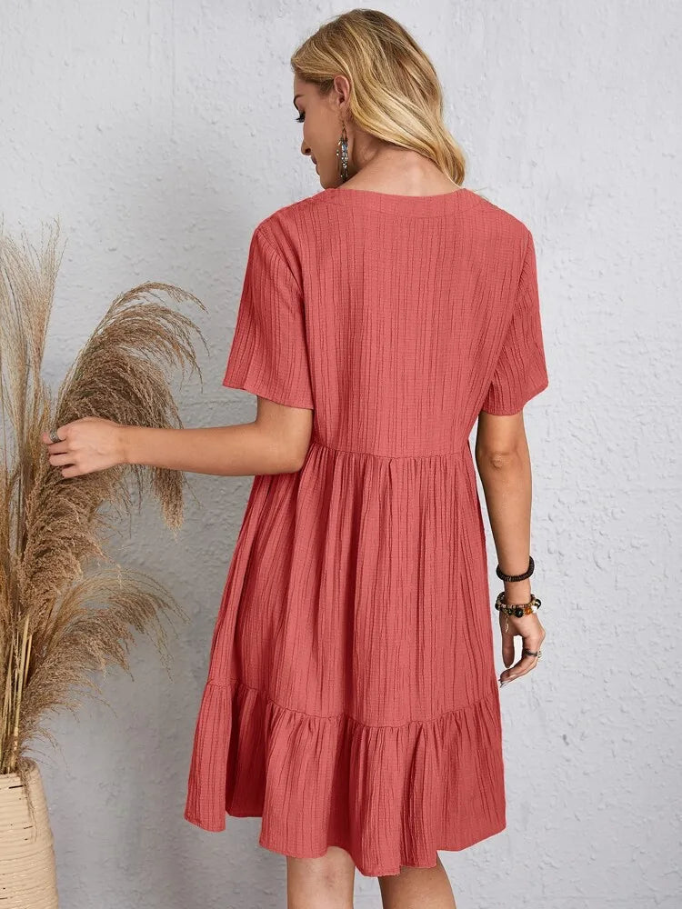 Vestido em Crepe Gola V Andorra