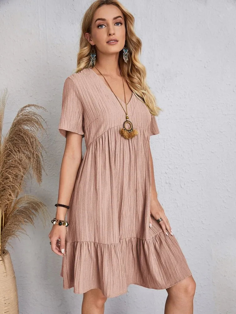 Vestido em Crepe Gola V Andorra