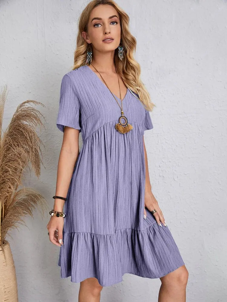 Vestido em Crepe Gola V Andorra