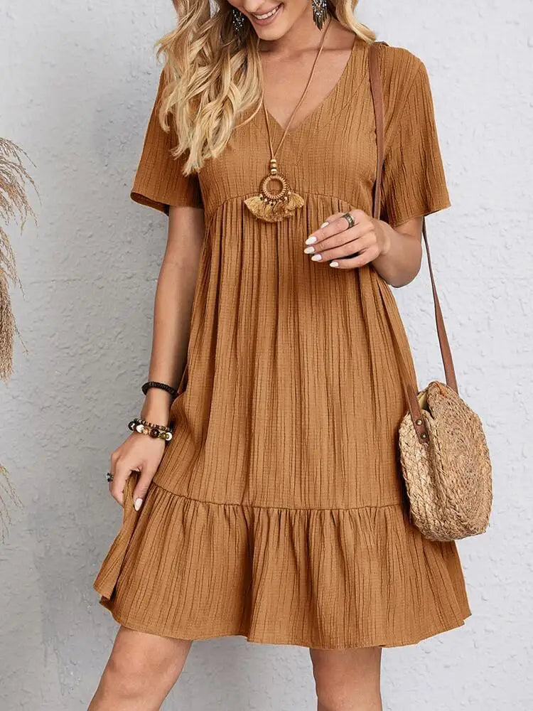 Vestido em Crepe Gola V Andorra