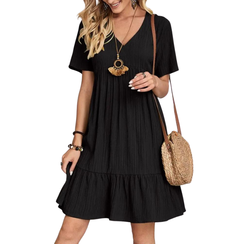 Vestido em Crepe Gola V Andorra