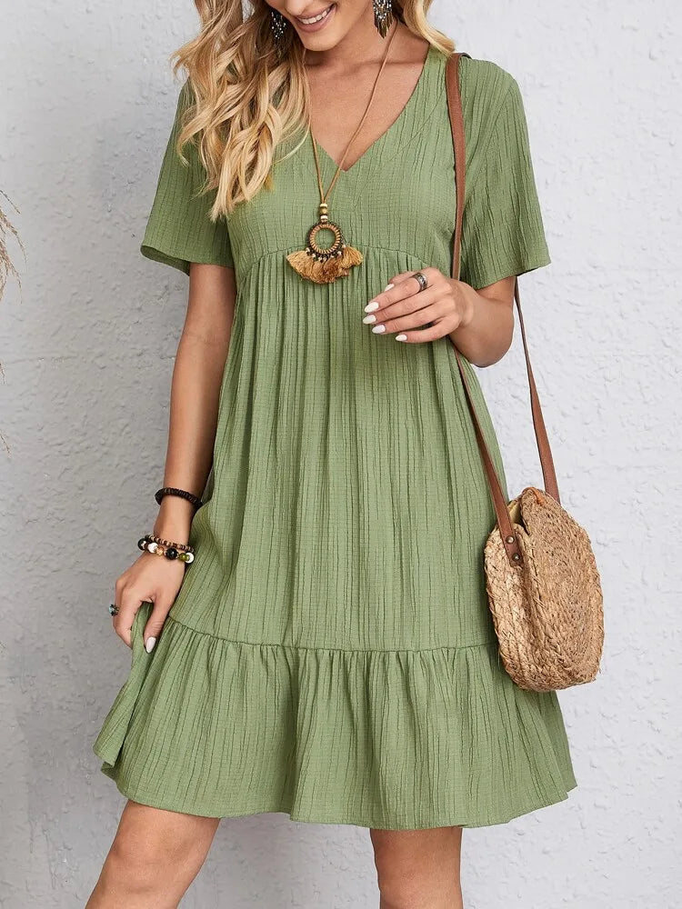 Vestido em Crepe Gola V Andorra