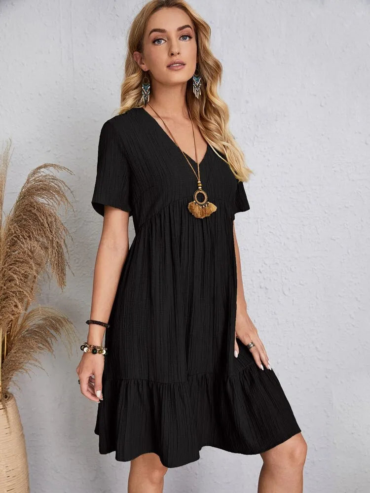 Vestido em Crepe Gola V Andorra
