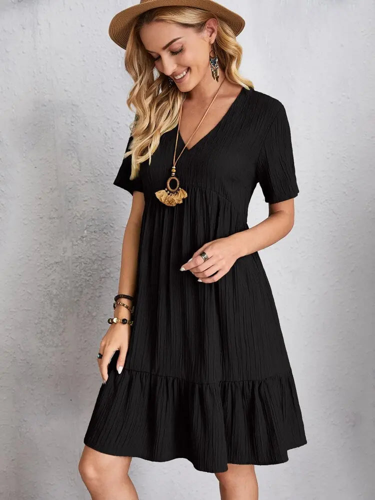 Vestido em Crepe Gola V Andorra