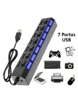 Hub USB 2.0 com 7 Portas — Expansor com Interruptor Individual