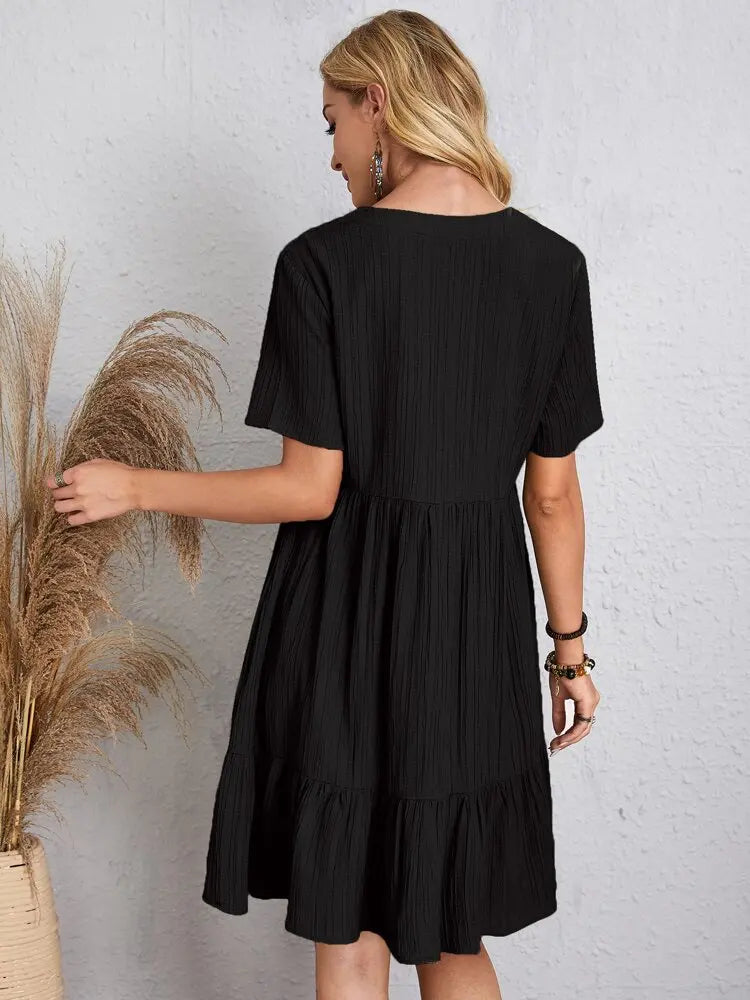 Vestido em Crepe Gola V Andorra