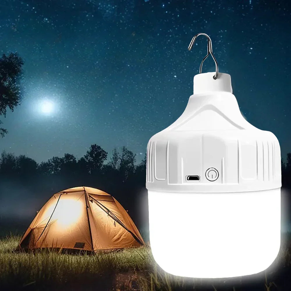Lâmpada LED 60W Recarregável USB — Portátil para Camping e Emergências