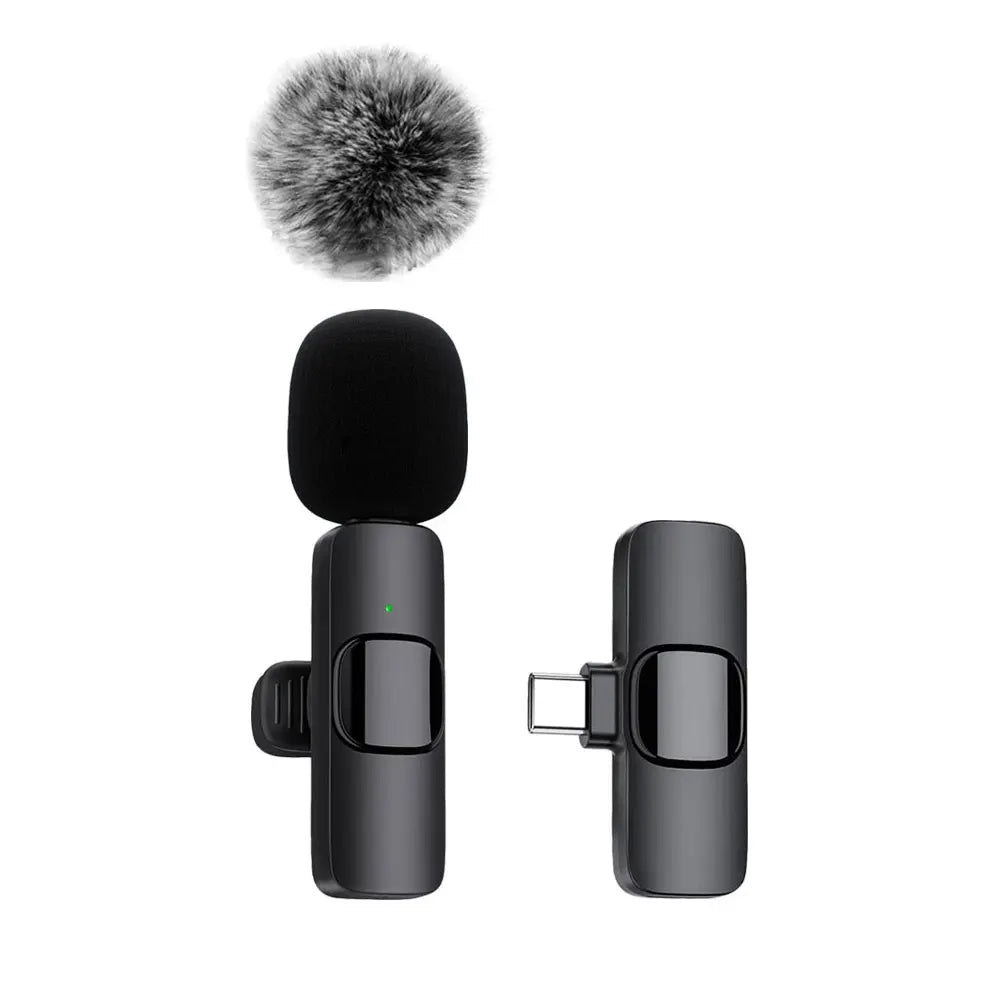 Microfone de Lapela Sem Fio — 9ms de Latência, 20m de Alcance