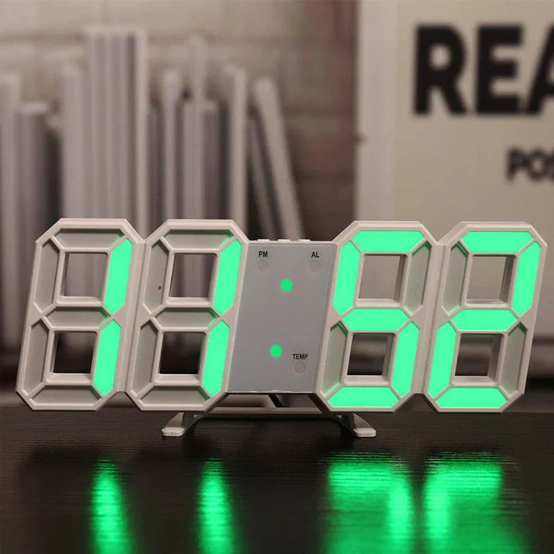 Relógio Despertador 3D com Ativação por Voz — Minimalista para Quarto e Escritório