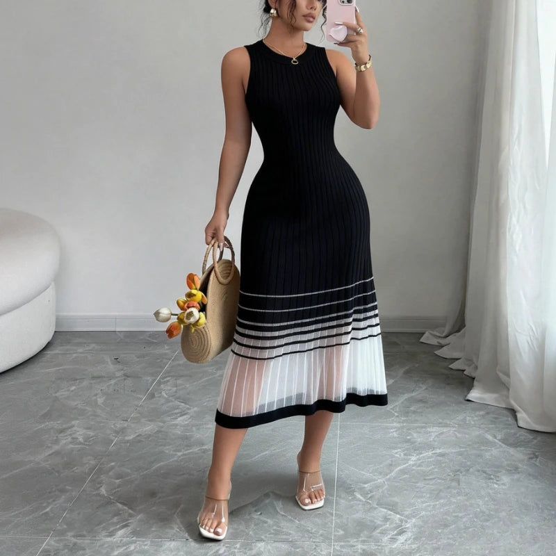 Vestido Femy Feminino Roxo Ombreol Sem Mangas com Gola Redonda em Malha Elástica e Barra Transparente, Casual para Verão, Praia, Férias e Festas
