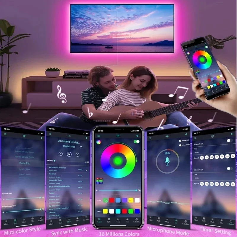 Fita LED RGB 5050 USB — Controle por App, Modo Musical e Instalação Simples