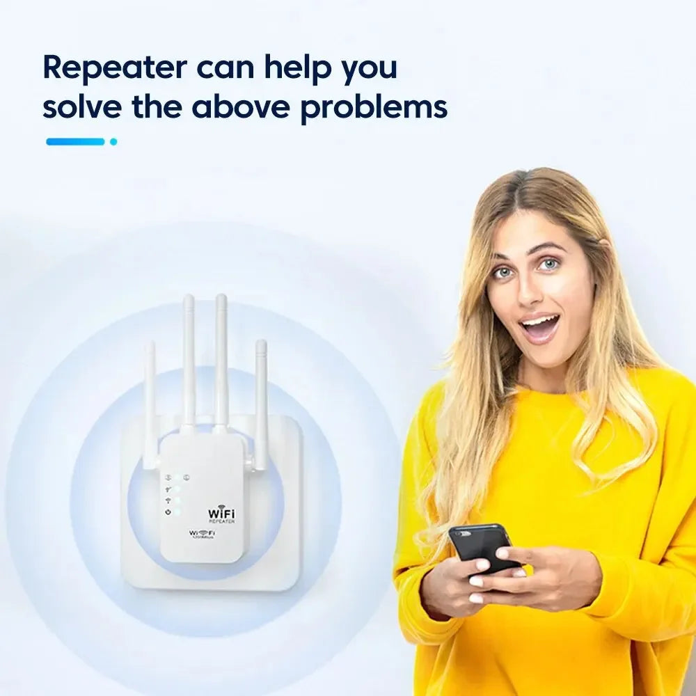 Roteador e Amplificador de Sinal Dual Band: Wi-Fi de Longo alcance para pequenos escritórios melhore a conectividade da sua empresa com alta velocidade e cobertura estável em todos os ambientes.