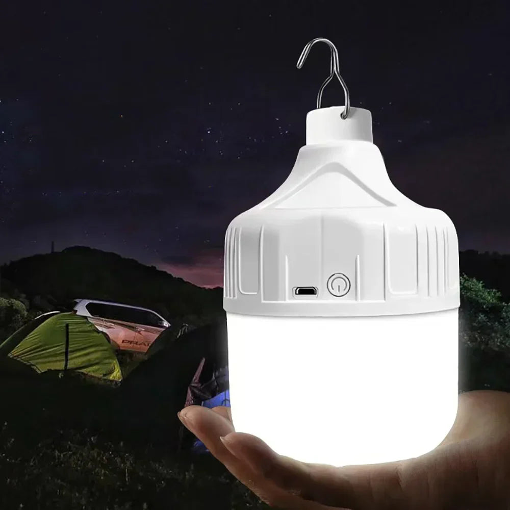 Lâmpada LED 60W Recarregável USB — Portátil para Camping e Emergências