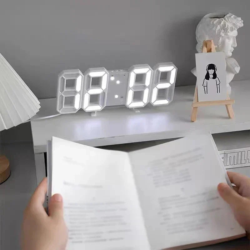 Relógio Despertador 3D com Ativação por Voz — Minimalista para Quarto e Escritório