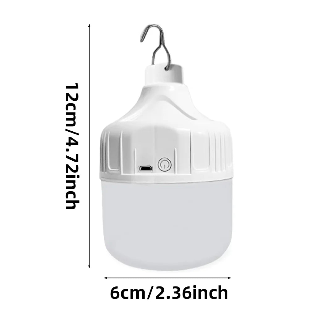 Lâmpada LED 60W Recarregável USB — Portátil para Camping e Emergências