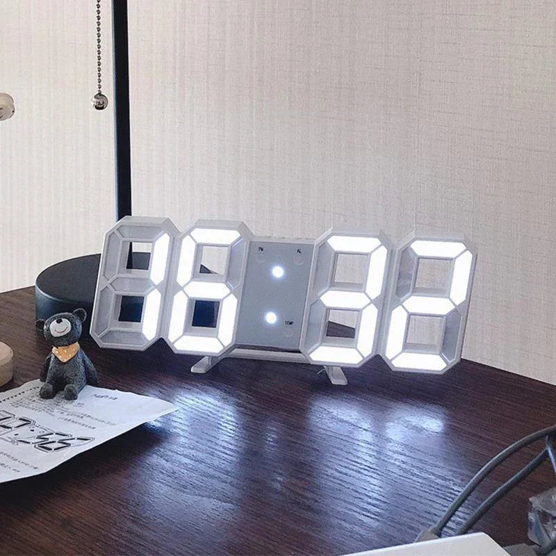 Relógio Despertador 3D com Ativação por Voz — Minimalista para Quarto e Escritório