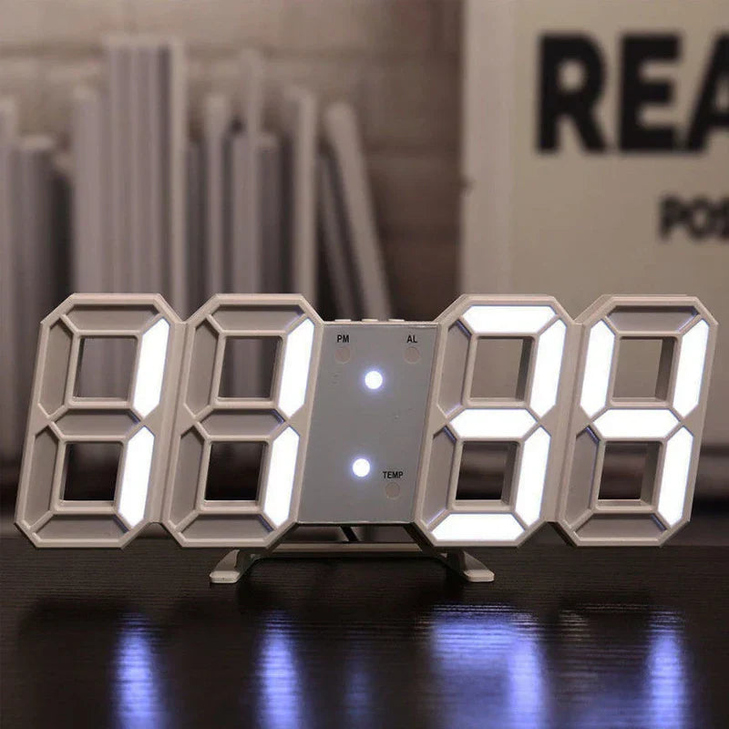 Relógio Despertador 3D com Ativação por Voz — Minimalista para Quarto e Escritório