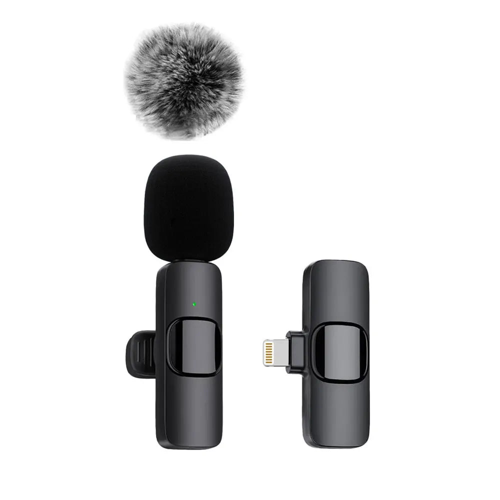 Microfone de Lapela Sem Fio — 9ms de Latência, 20m de Alcance