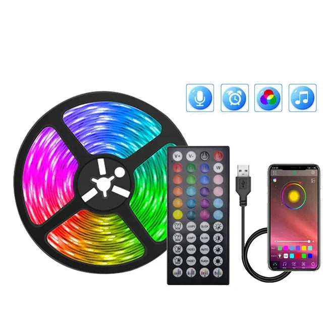 Fita LED RGB 5050 USB — Controle por App, Modo Musical e Instalação Simples