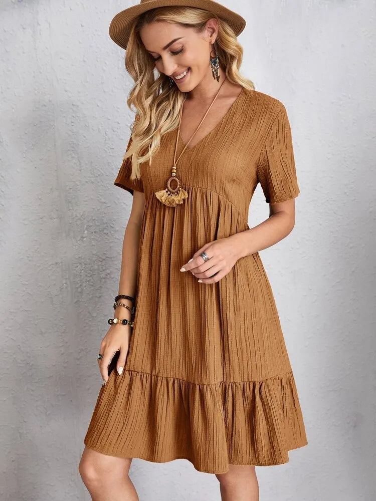 Vestido em Crepe Gola V Andorra