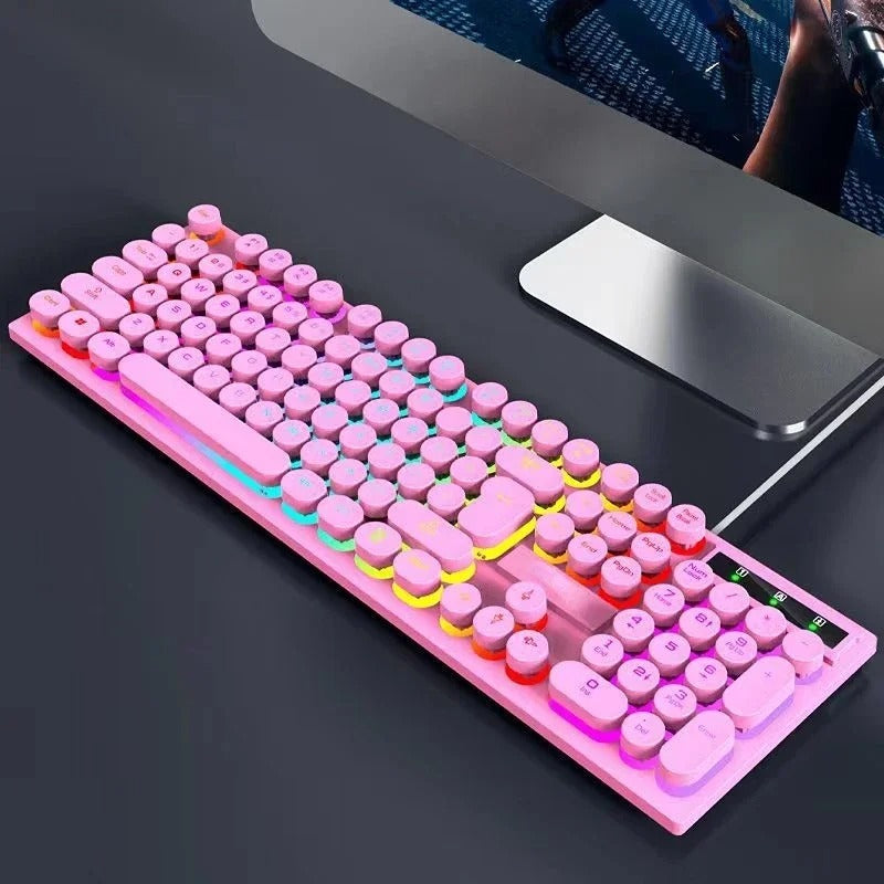 Teclado Mecânico RGB Retrô — Visual de Máquina de Escrever, Performance de Pro Gamer
