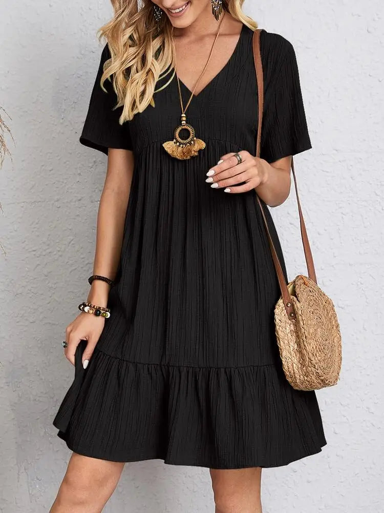 Vestido em Crepe Gola V Andorra