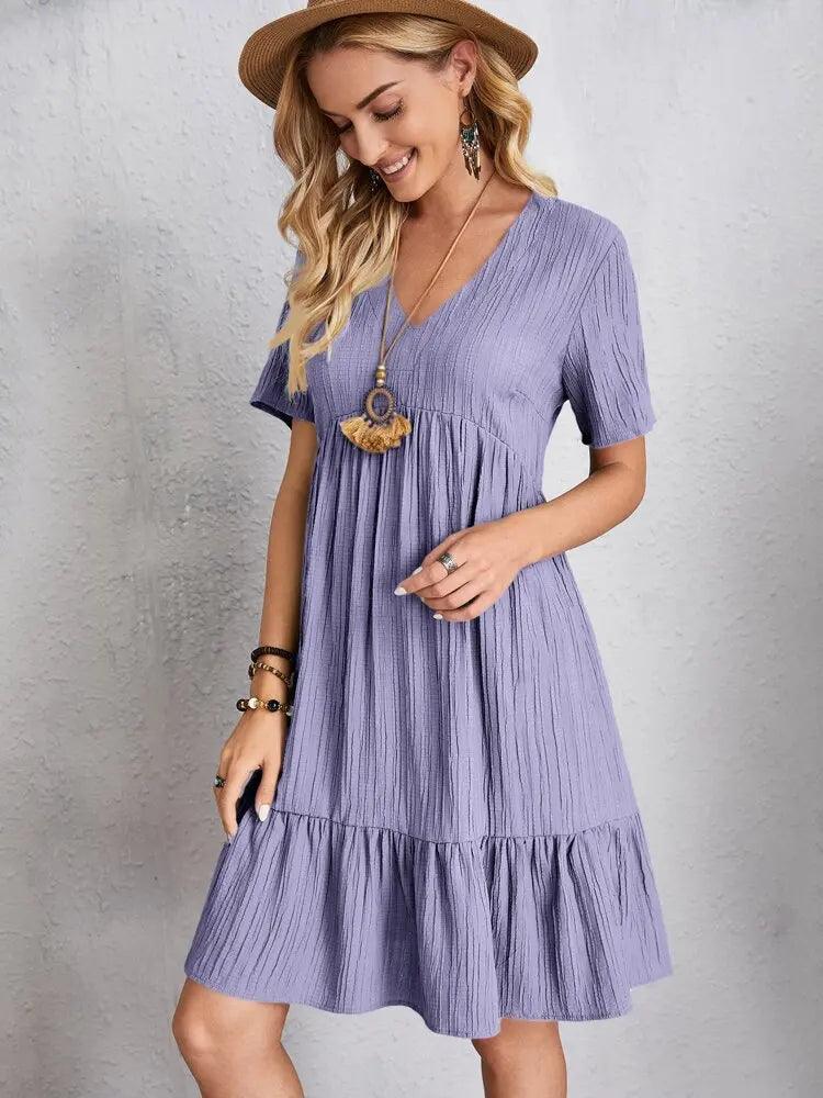 Vestido em Crepe Gola V Andorra