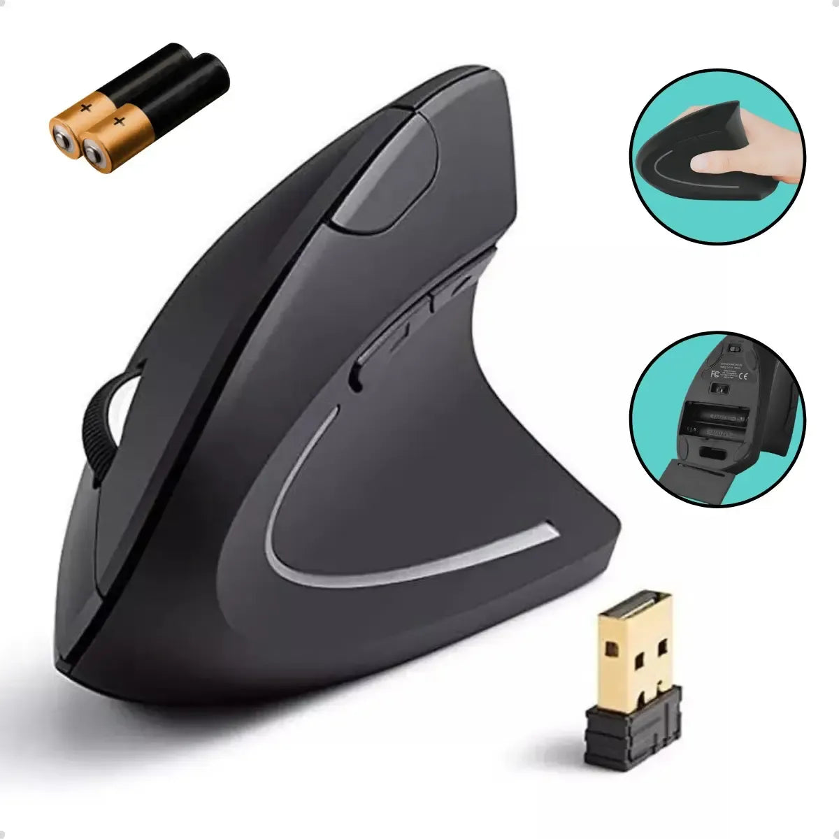 Mouse Ergonômico Sem Fio 2.4GHz — DPI Ajustável e Conforto para Uso Prolongado
