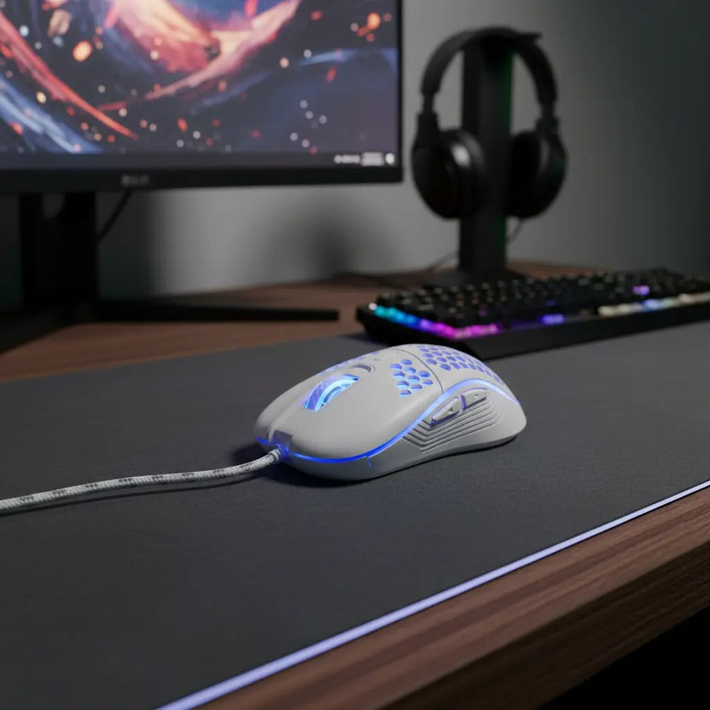 Mouse Gamer Sem Fio RGB – Precisão e Conforto Ergonômico