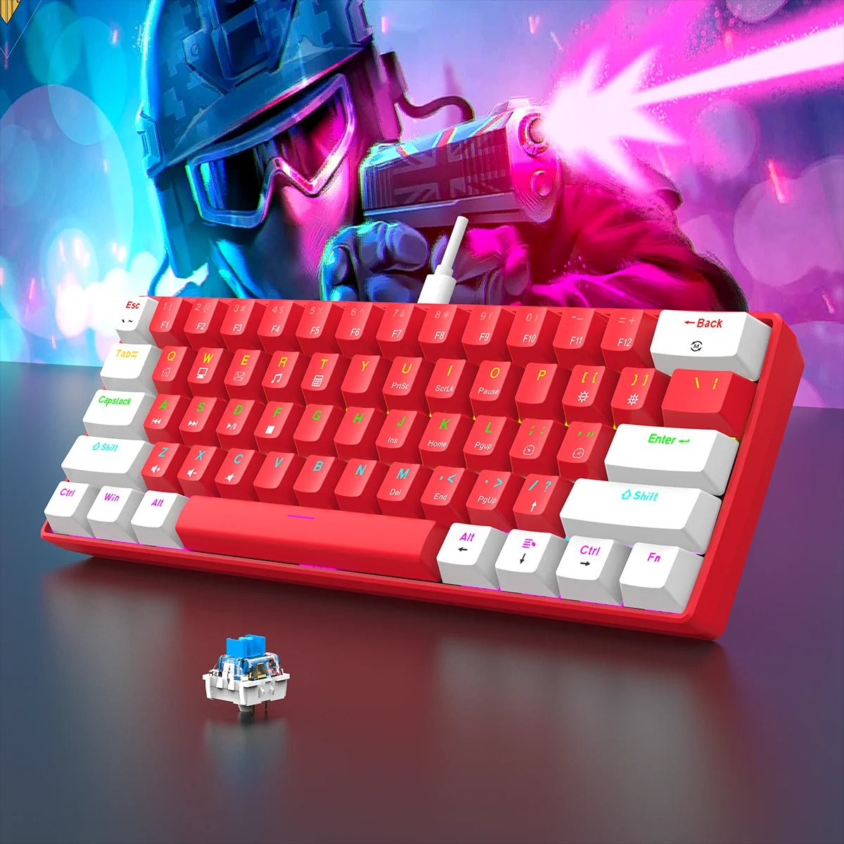 Teclado Mecânico 60% RGB — Performance Compacta Pra Quem Joga e Digita Sério
