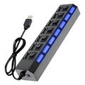 Hub USB 2.0 com 7 Portas — Expansor com Interruptor Individual