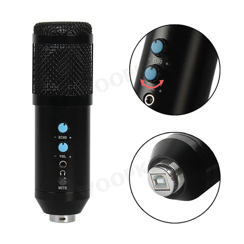 Kit Microfone Condensador USB com Tripé — Gravação Profissional