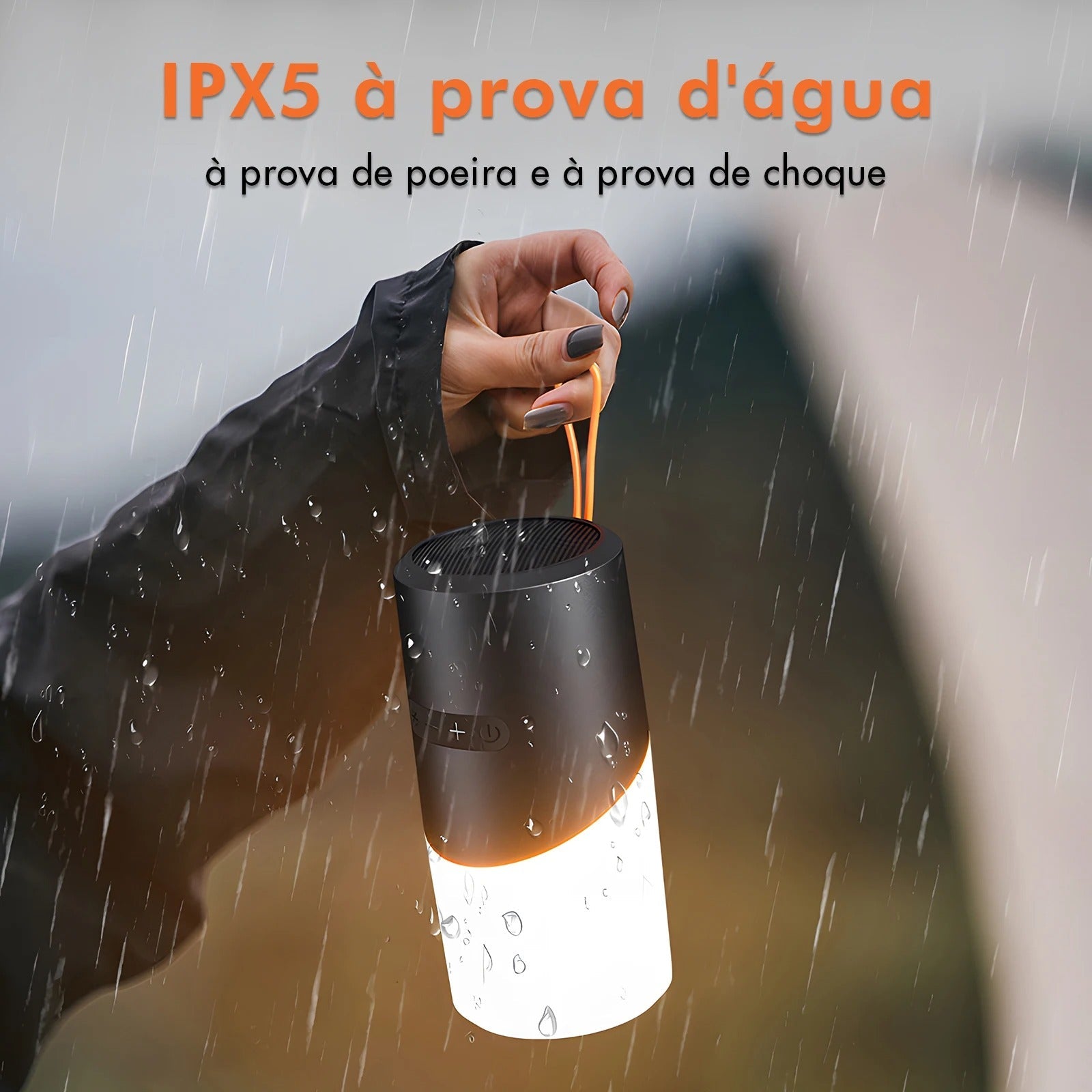 Caixa de Som Bluetooth Portátil IPX5 — À Prova d'Água, Poeira e Choque