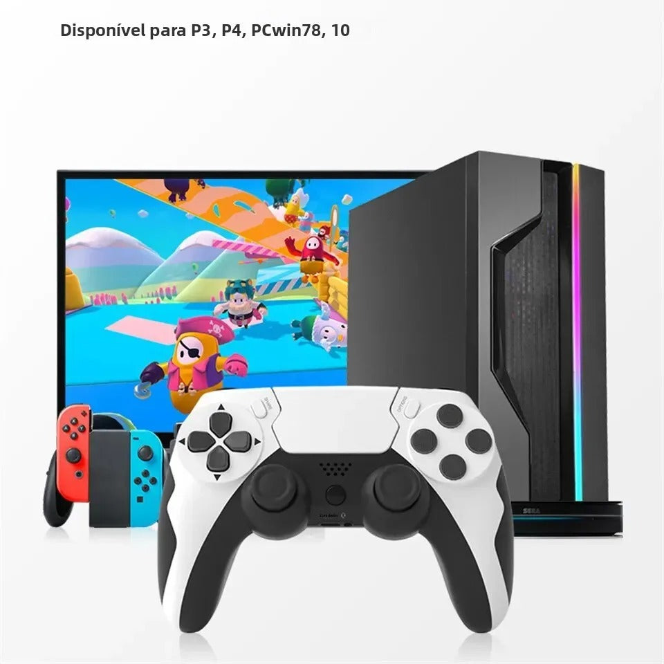 Controle Sem Fio GAMINJA P48 — Vibração Dupla, Giroscópio 6 Eixos, PS3/PS4/PC