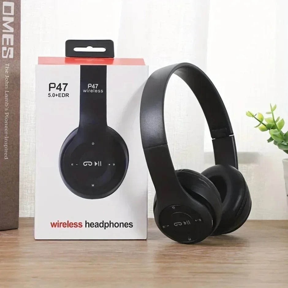 Fone P47 Bluetooth 5.0 Dobrável — Sem Fio, Cartão TF e Entrada com Fio