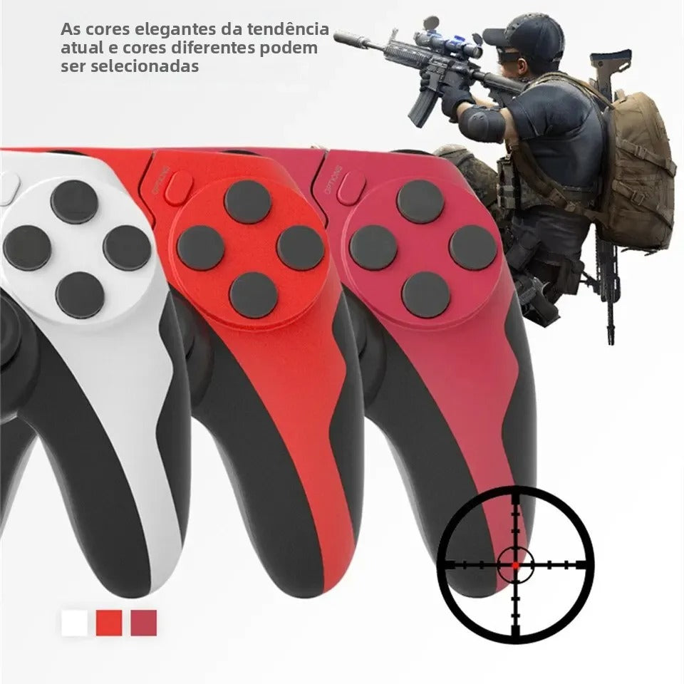 Controle Sem Fio GAMINJA P48 — Vibração Dupla, Giroscópio 6 Eixos, PS3/PS4/PC