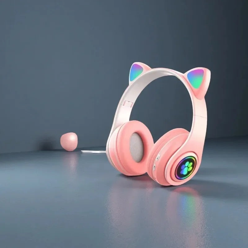 Fone Sem Fio Gatinho RGB – Conforto e Cancelamento de Ruído