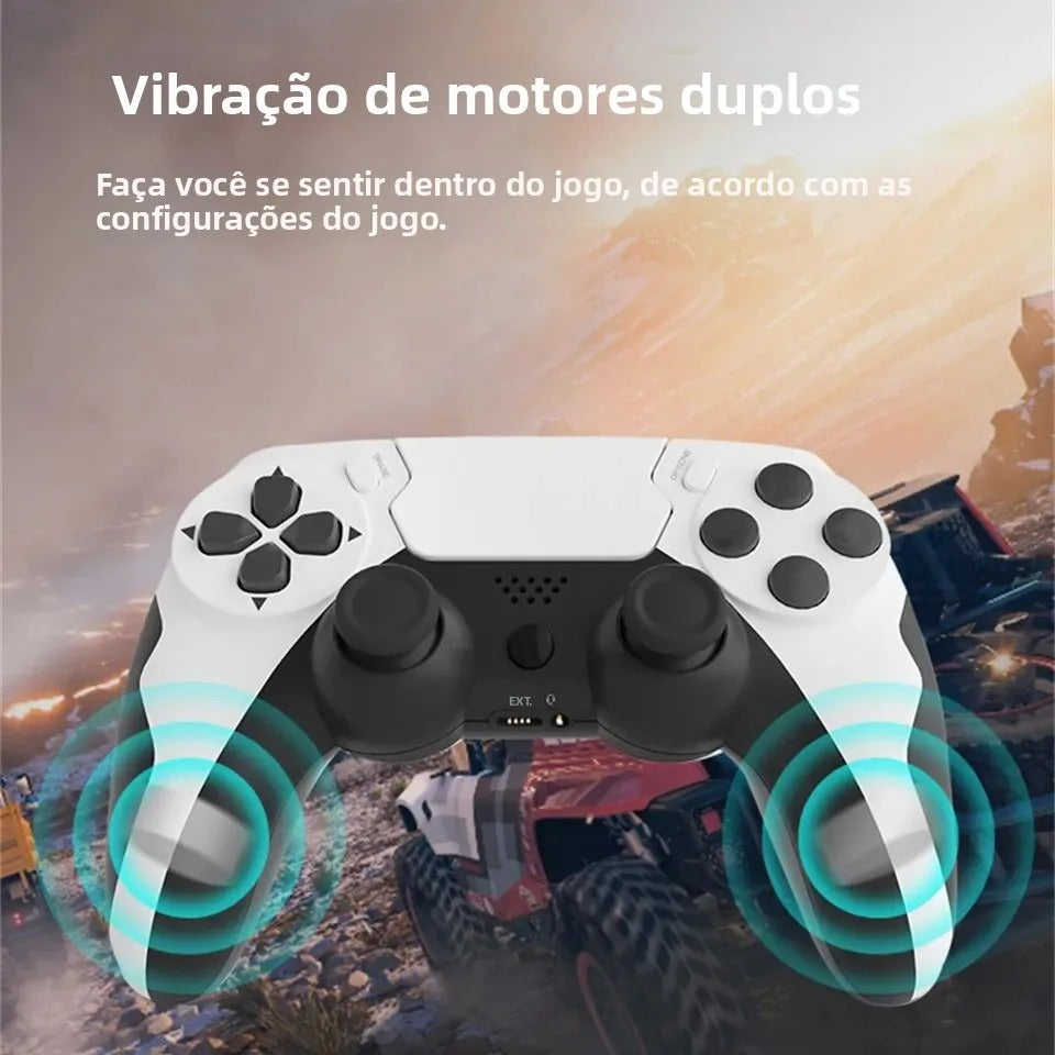 Controle Sem Fio GAMINJA P48 — Vibração Dupla, Giroscópio 6 Eixos, PS3/PS4/PC