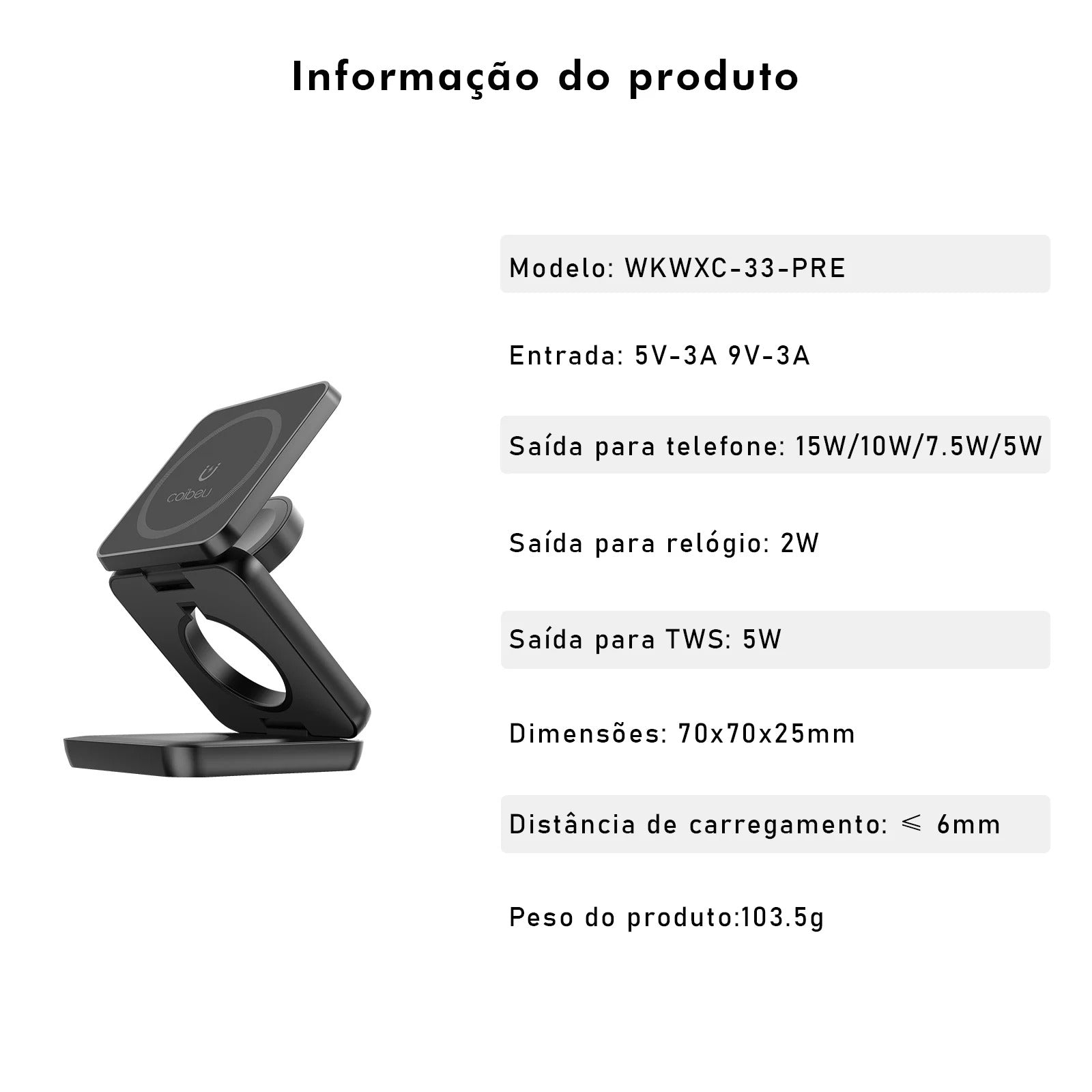 Carregador Magnético 3 em 1 – Praticidade e Carregamento Rápido