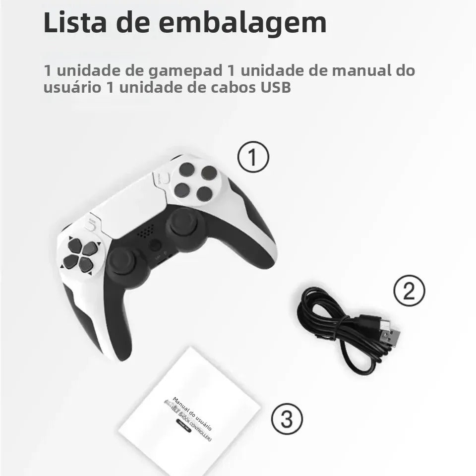 Controle Sem Fio GAMINJA P48 — Vibração Dupla, Giroscópio 6 Eixos, PS3/PS4/PC