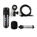 Kit Microfone Condensador USB com Tripé — Gravação Profissional