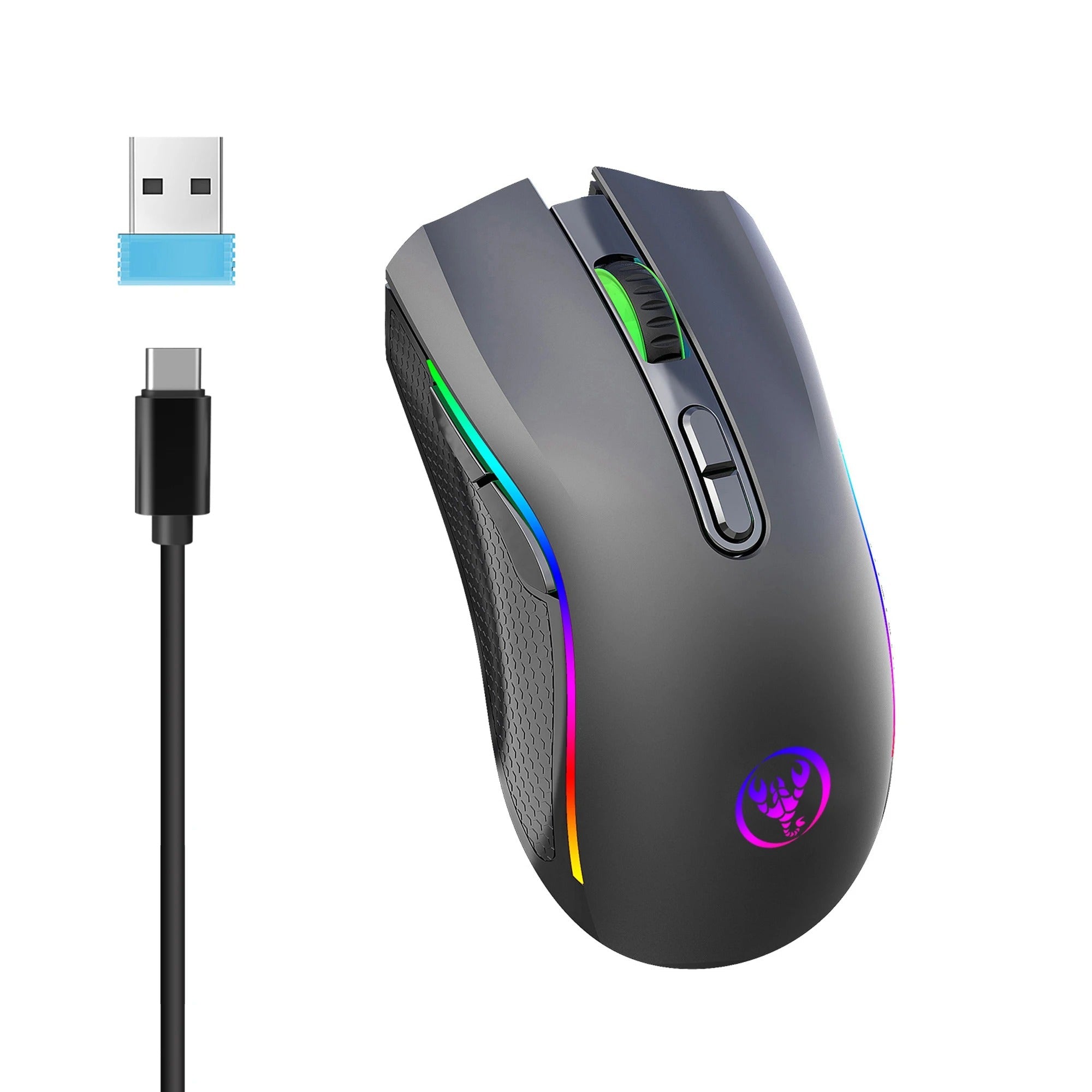 Mouse Gamer Sem Fio HXSJ T69 – RGB, Ergonomia e Alta Precisão
